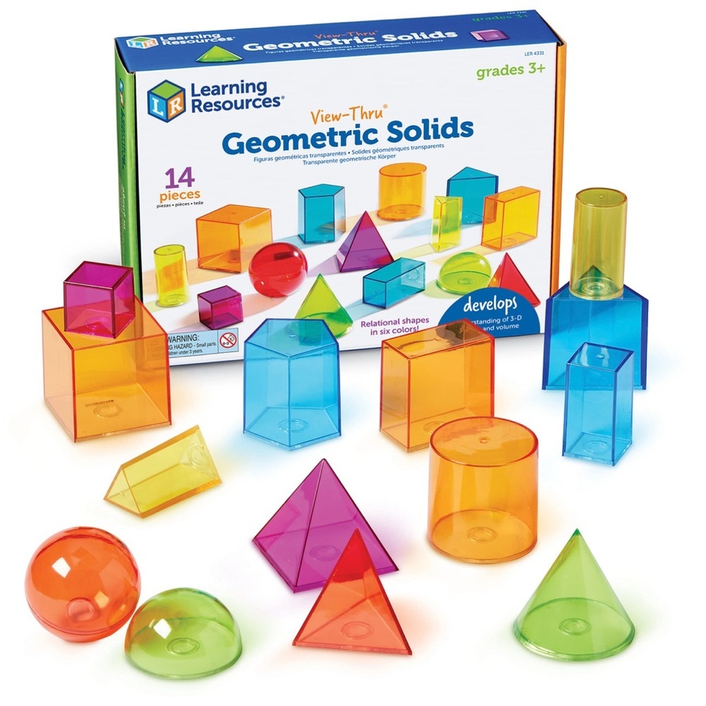 Learning Resources View Thru Geometric Solids 3D Shapes Math Tool Hands On
